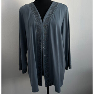 Bob Mackie Wearable Art Open Front Sequin Blouse XL